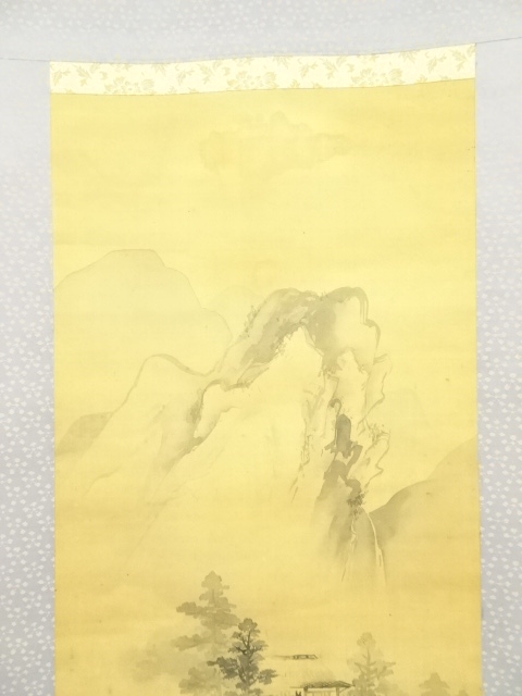 骨董市掘り出し　中国朱春茂作犬図　書道巨匠　肉筆水彩絵掛け軸 R1731C6-3 骨董市掘り出し 中国朱春茂作犬図 書道巨匠 肉筆水彩絵掛け軸 R1731C6
